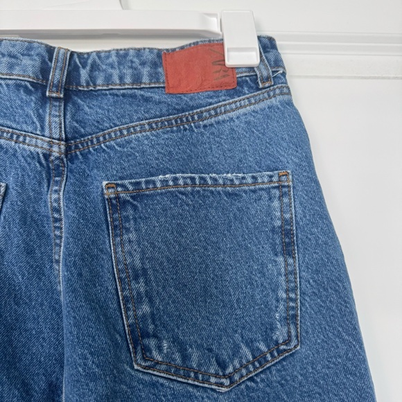 Zara High Waisted Distressed Blue Denim Straight Women's Jeans Size 4 - Picture 5 of 6